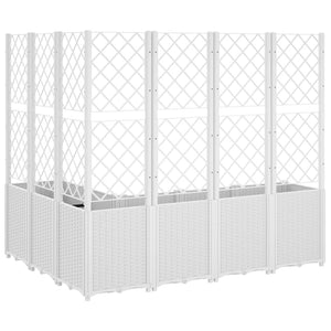 vidaXL Garden Planter with Trellis White 160x120x140 cm PP