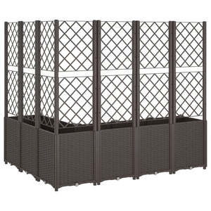 vidaXL Garden Planter with Trellis Brown 160x120x140 cm PP