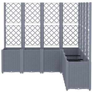 vidaXL Garden Planter with Trellis Grey 160x160x140 cm PP