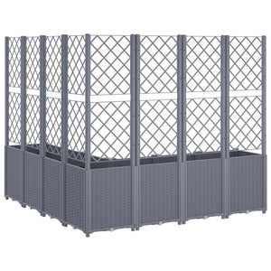 vidaXL Garden Planter with Trellis Grey 160x160x140 cm PP