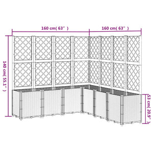 vidaXL Garden Planter with Trellis Grey 160x160x140 cm PP