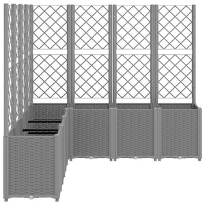 vidaXL Garden Planter with Trellis Light Grey 160x160x140 cm PP