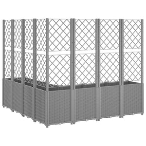 vidaXL Garden Planter with Trellis Light Grey 160x160x140 cm PP