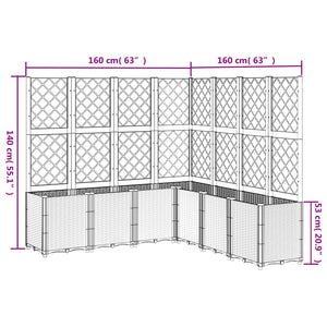 vidaXL Garden Planter with Trellis Light Grey 160x160x140 cm PP