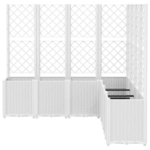 vidaXL Garden Planter with Trellis White 160x160x140 cm PP