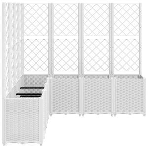 vidaXL Garden Planter with Trellis White 160x160x140 cm PP