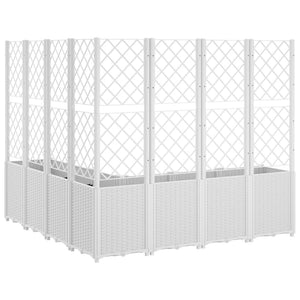 vidaXL Garden Planter with Trellis White 160x160x140 cm PP