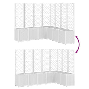 vidaXL Garden Planter with Trellis White 160x160x140 cm PP