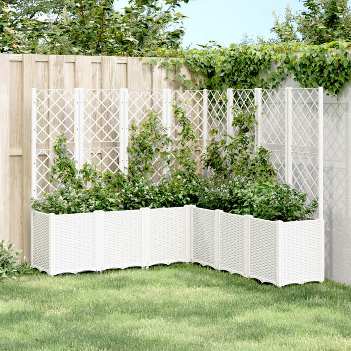 vidaXL Garden Planter with Trellis White 160x160x140 cm PP