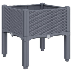 vidaXL Garden Planter with Legs Grey 40x40x42 cm PP