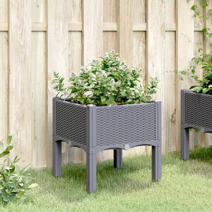 vidaXL Garden Planter with Legs Grey 40x40x42 cm PP