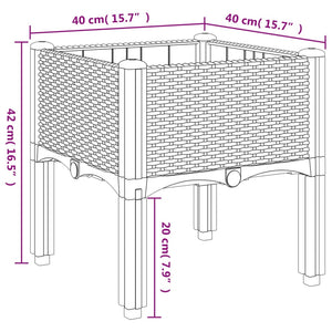 vidaXL Garden Planter with Legs Grey 40x40x42 cm PP