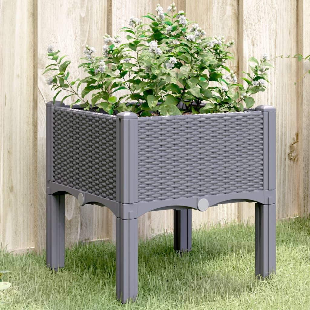 vidaXL Garden Planter with Legs Grey 40x40x42 cm PP