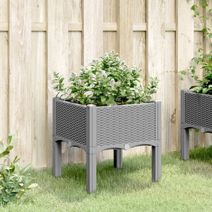 vidaXL Garden Planter with Legs Light Grey 40x40x42 cm PP