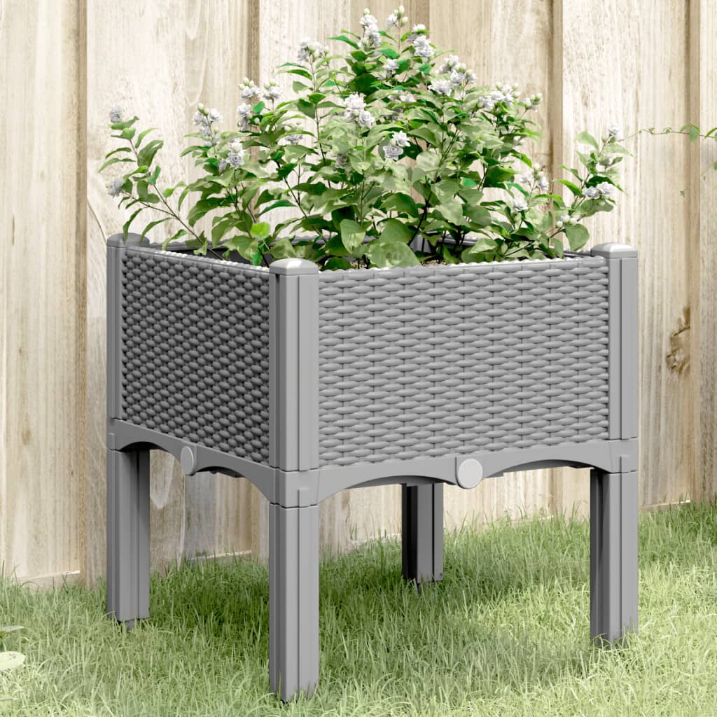 vidaXL Garden Planter with Legs Light Grey 40x40x42 cm PP