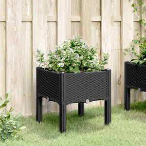 vidaXL Garden Planter with Legs Black 40x40x42 cm PP