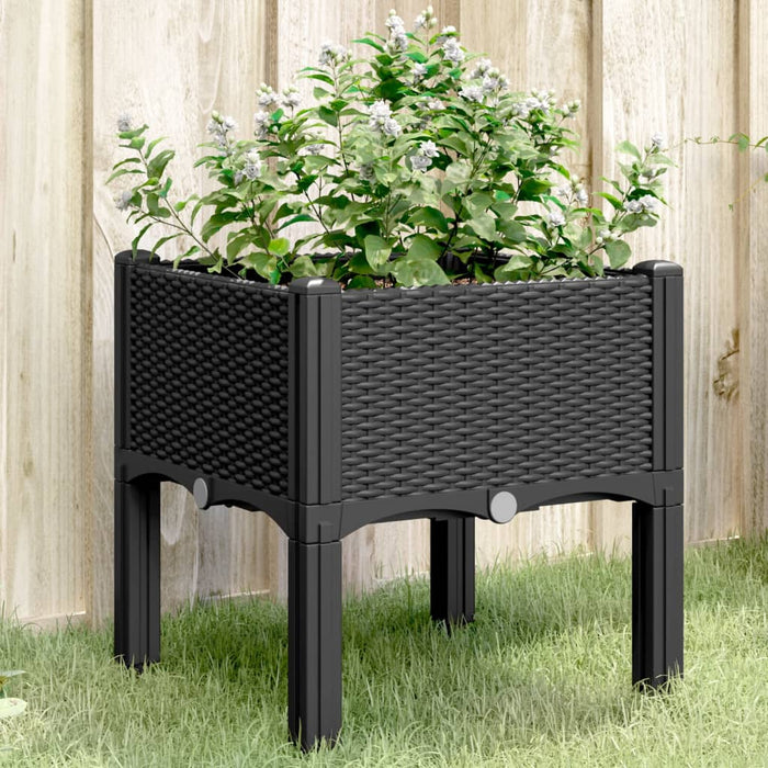 vidaXL Garden Planter with Legs Black 40x40x42 cm PP