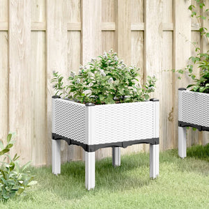 vidaXL Garden Planter with Legs White 40x40x42 cm PP