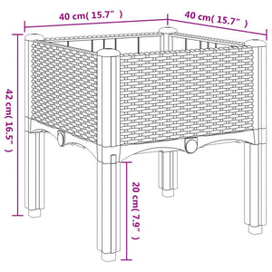 vidaXL Garden Planter with Legs White 40x40x42 cm PP