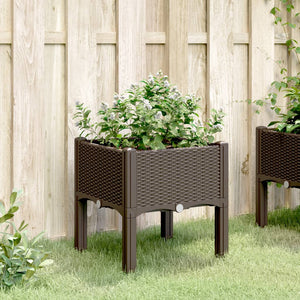 vidaXL Garden Planter with Legs Brown 40x40x42 cm PP