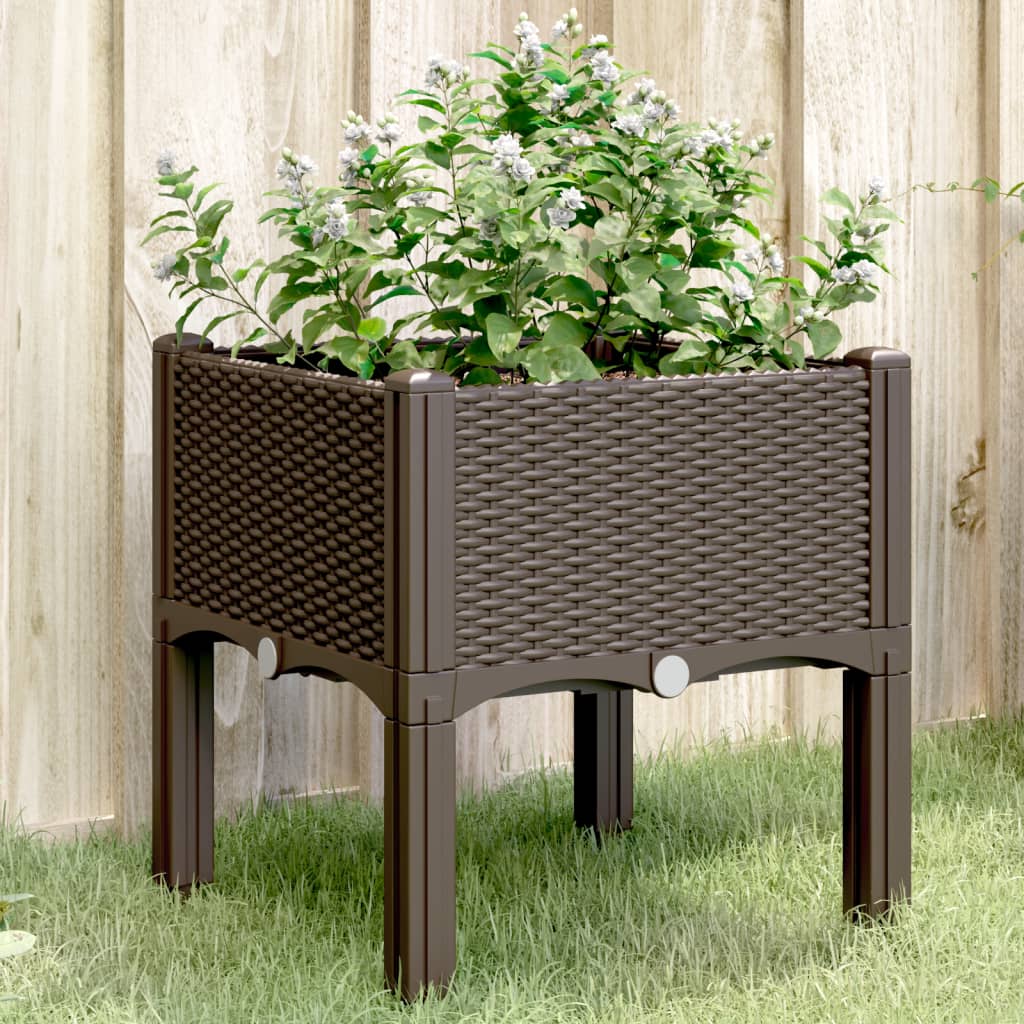 vidaXL Garden Planter with Legs Brown 40x40x42 cm PP