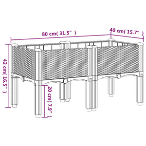 vidaXL Garden Planter with Legs Light Grey 80x40x42 cm PP