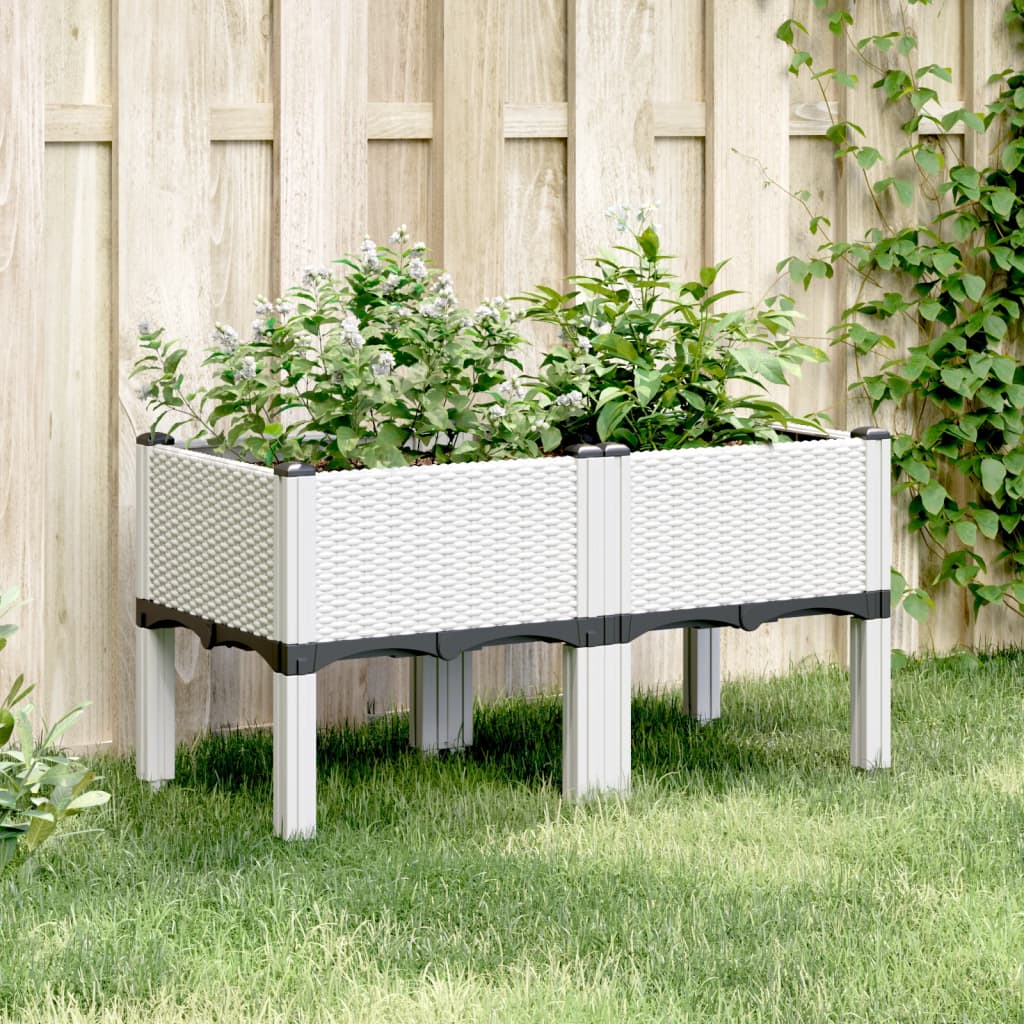 vidaXL Garden Planter with Legs White 80x40x42 cm PP