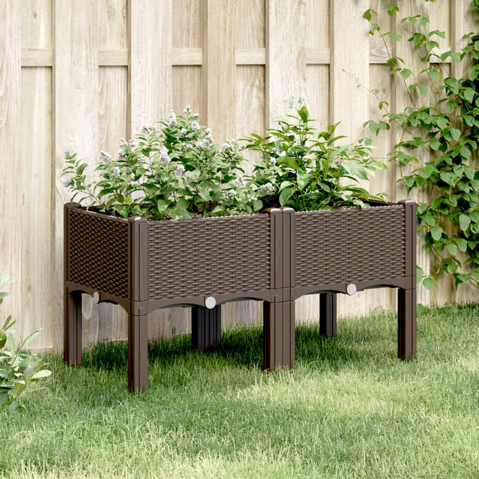 vidaXL Garden Planter with Legs Brown 80x40x42 cm PP