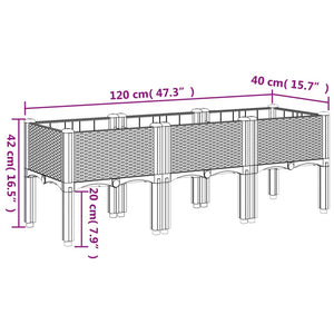 vidaXL Garden Planter with Legs Grey 120x40x42 cm PP