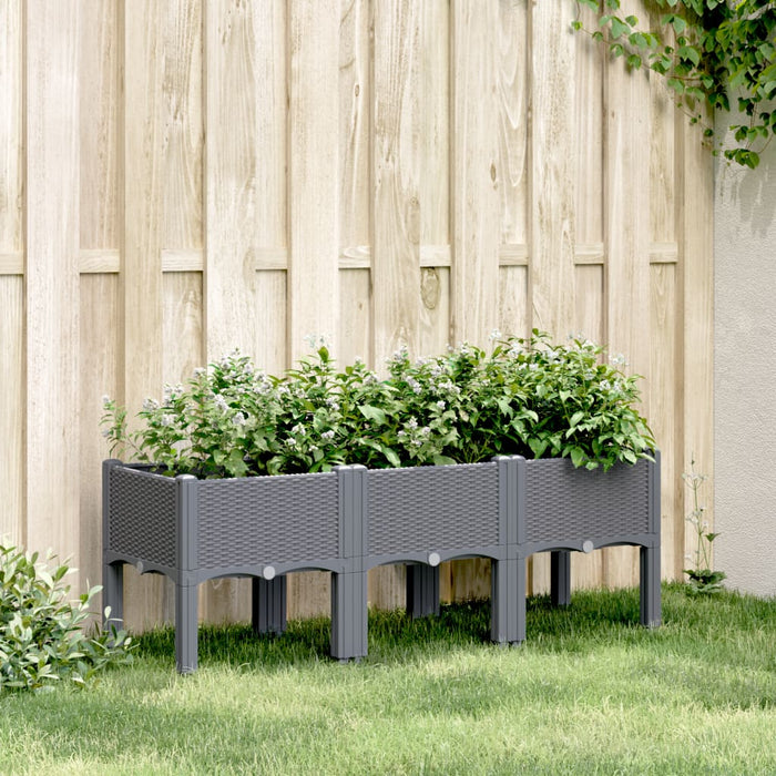 vidaXL Garden Planter with Legs Grey 120x40x42 cm PP