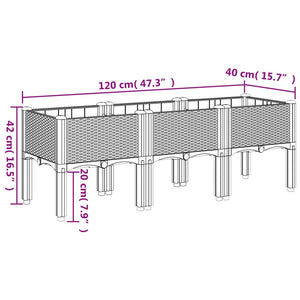 vidaXL Garden Planter with Legs Light Grey 120x40x42 cm PP