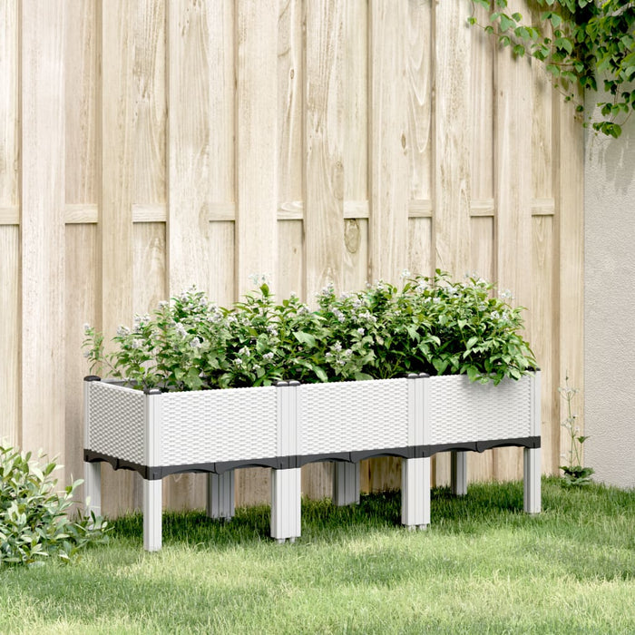 vidaXL Garden Planter with Legs White 120x40x42 cm PP