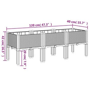 vidaXL Garden Planter with Legs Brown 120x40x42 cm PP