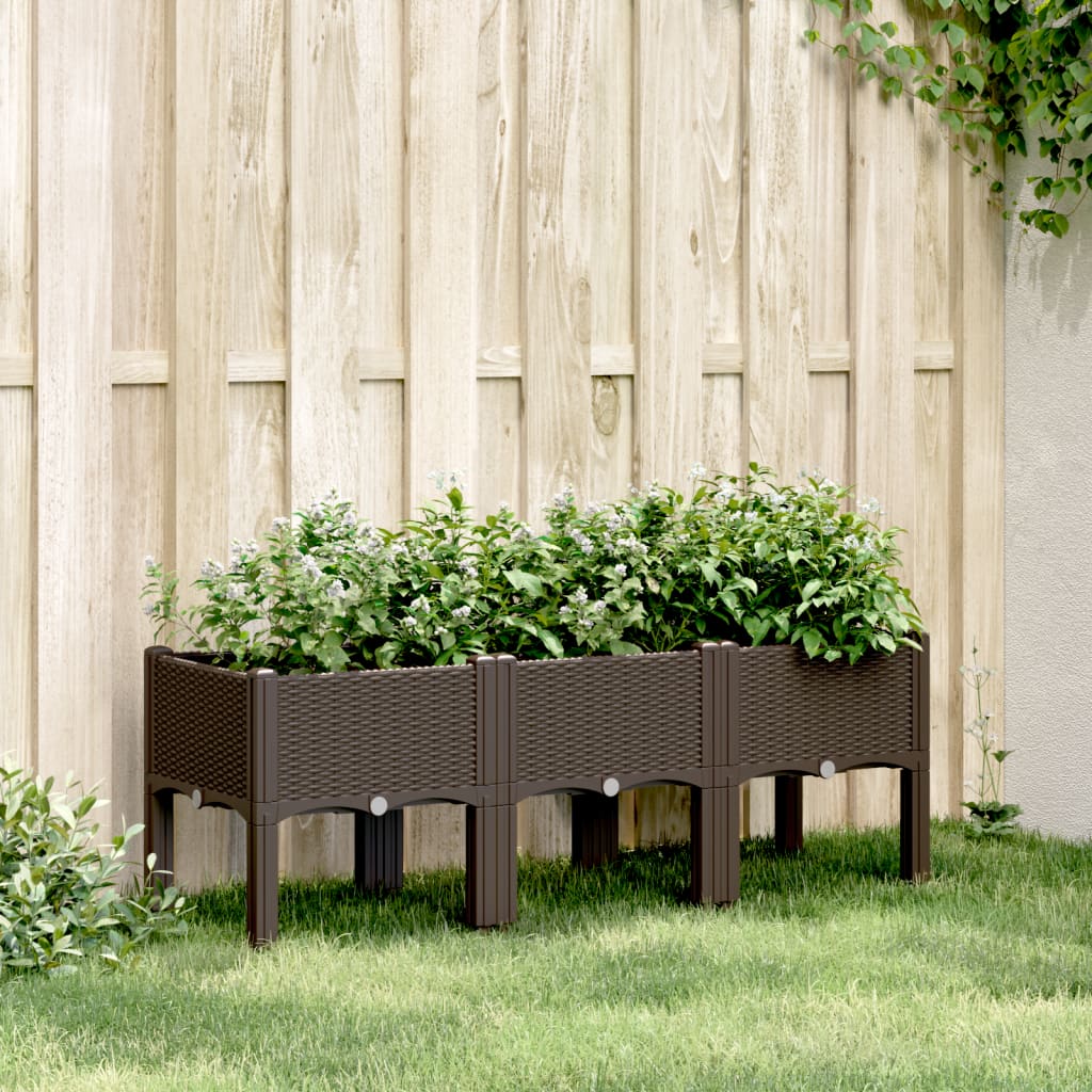 vidaXL Garden Planter with Legs Brown 120x40x42 cm PP