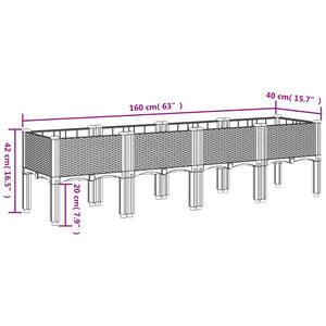 vidaXL Garden Planter with Legs Grey 160x40x42 cm PP