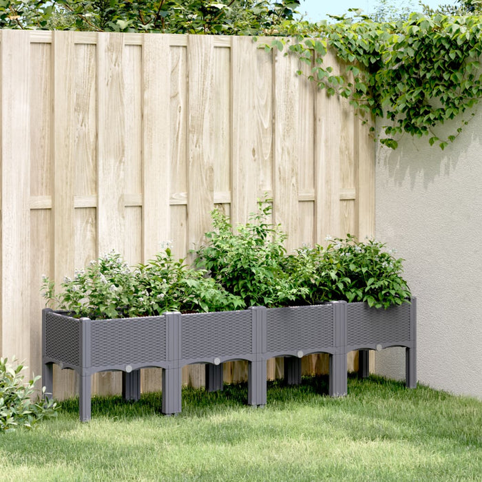 vidaXL Garden Planter with Legs Grey 160x40x42 cm PP