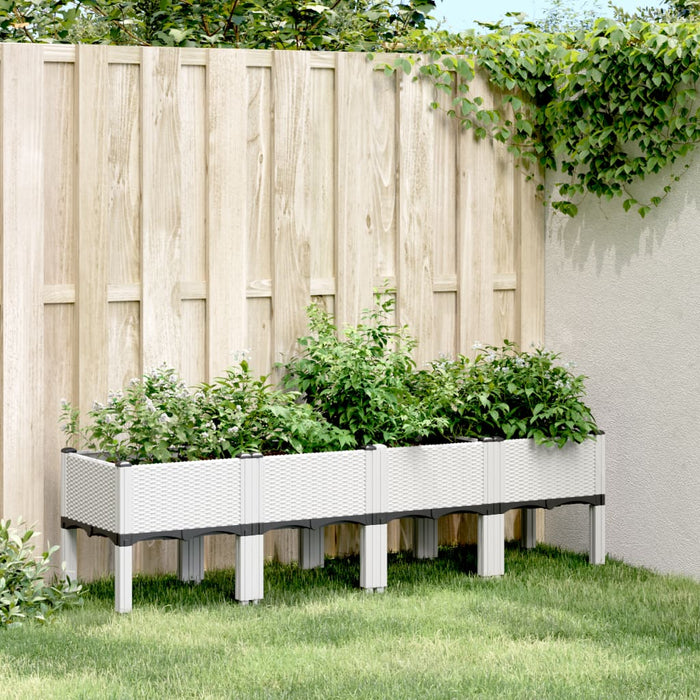 vidaXL Garden Planter with Legs White 160x40x42 cm PP