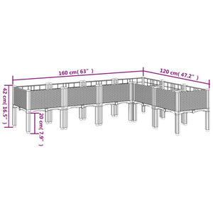 vidaXL Garden Planter with Legs Grey 160x120x42 cm PP