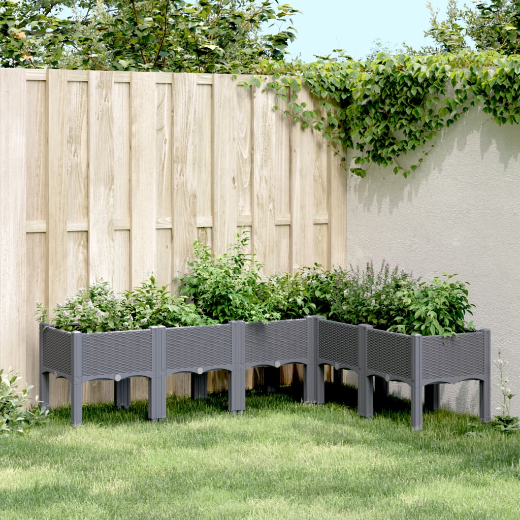 vidaXL Garden Planter with Legs Grey 160x120x42 cm PP