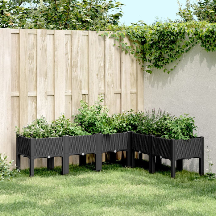 vidaXL Garden Planter with Legs Black 160x120x42 cm PP