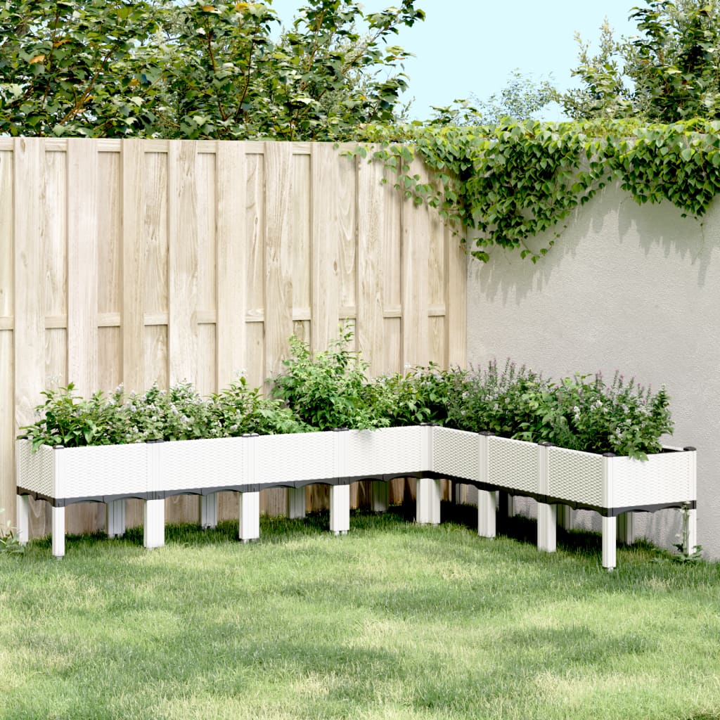 vidaXL Garden Planter with Legs White 200x160x42 cm PP