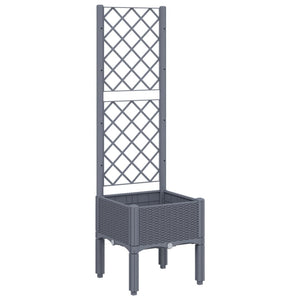 vidaXL Garden Planter with Trellis Grey 40x40x142 cm PP