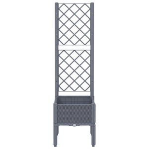 vidaXL Garden Planter with Trellis Grey 40x40x142 cm PP