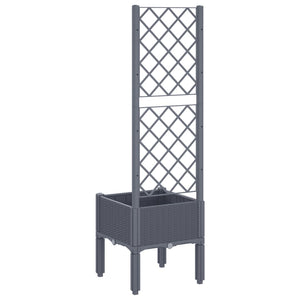 vidaXL Garden Planter with Trellis Grey 40x40x142 cm PP