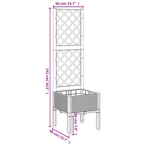 vidaXL Garden Planter with Trellis Grey 40x40x142 cm PP