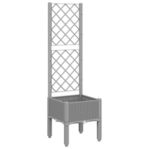 vidaXL Garden Planter with Trellis Light Grey 40x40x142 cm PP