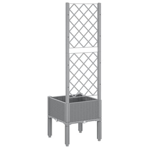 vidaXL Garden Planter with Trellis Light Grey 40x40x142 cm PP