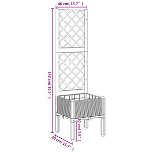 vidaXL Garden Planter with Trellis Light Grey 40x40x142 cm PP