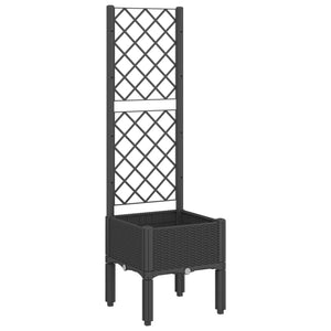 vidaXL Garden Planter with Trellis Black 40x40x142 cm PP