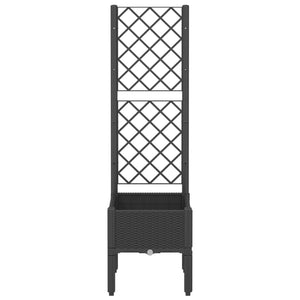 vidaXL Garden Planter with Trellis Black 40x40x142 cm PP